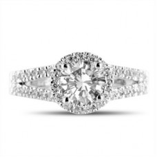 Unique Round Diamond Halo Shoulder Set Ring
