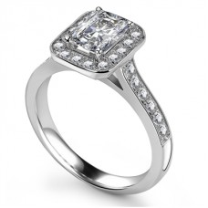 Radiant Diamond Single Halo Shoulder Set Ring Radiant Diamond Single Halo Shoulder Set Ring