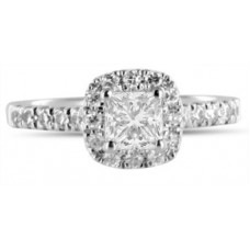 Cushion Diamond Single Halo Shoulder Set Ring