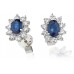 Blue Sapphire & Diamond Cluster Earrings