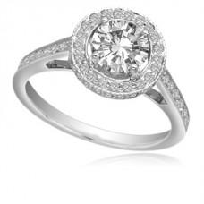 Round Diamond Single Halo Shoulder Set Ring