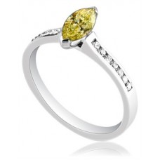 Fancy Yellow Marquise Diamond Shoulder Set Ring
