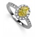 Fancy Yellow Oval Diamond Halo Shoulder Set Ring