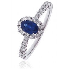 Blue Sapphire & Diamond Ring