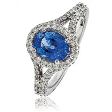 Blue Sapphire & Diamond Engagement Ring