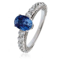 3.00ct Vs/f Oval Blue Sapphire Diamond Ring