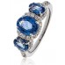Blue Sapphire & Diamond Trilogy Halo Ring