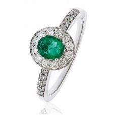 Emerald & Diamond Halo Ring