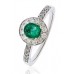 Emerald & Diamond Halo Ring