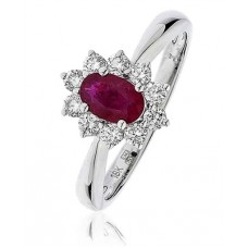 Oval Ruby & Diamond Cluster Ring