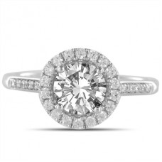 Round Diamond Single Halo Shoulder Set Ring