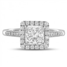 Princess Diamond Single Halo Shoulder Set Ring Princess Diamond Single Halo Shoulder Set Ring
