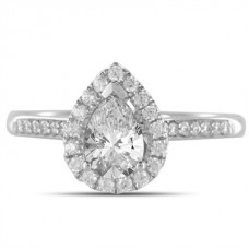 Pear Diamond Single Halo Shoulder Set Ring