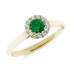 Emerald & Diamond Single Halo Ring