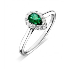 Pear Shaped Emerald & Diamond Ring