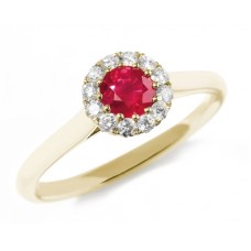 Ruby & Diamond Single Halo Engagement Ring