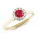 Ruby & Diamond Single Halo Engagement Ring