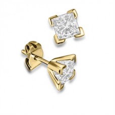 Four Corner Prong Princess Diamond Stud Earrings