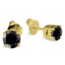 2.00ct Round Black Diamond Stud Earrings