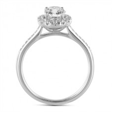 Oval Diamond Single Halo Shoulder Set Ring
