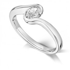 Semi Rubover Oval Diamond Engagement Ring