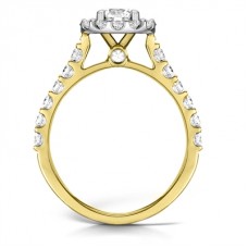 Round Diamond Single Halo Shoulder Set Ring