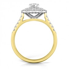 Round Diamond Double Halo Shoulder Set Ring