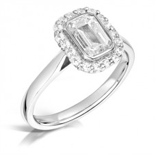 Modern Emerald Diamond Single Halo Ring