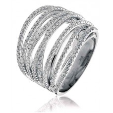 Elegant Criss Cross Round Diamond Dress Ring