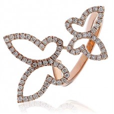 Double Butterfly Round Diamond Dress Ring