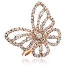 Elegant Butterfly Round Diamond Dress Ring
