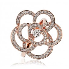 Round Diamond Cluster Flower Dress Ring