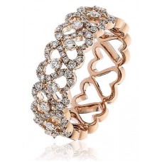 6.5mm Round Diamond Half Eternity Heart Ring