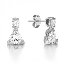Round & Trillian Diamond Drop Earrings