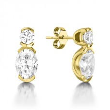 Oval & Round Diamond Drop Earrings