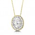 Oval Diamond Single Halo Pendant