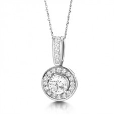 Round Diamond Single Halo Pendant
