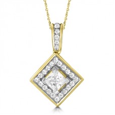 Round & Princess Diamond Designer Pendant