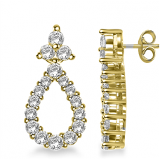 Graduated Tear Drop Round Diamond Earrings