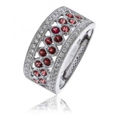Ruby & Diamond Half Eternity/dress Ring