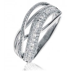 Elegant Round Diamond Cross Over Dress Ring