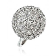 Round & Baguette Diamond Pave Cocktail Ring