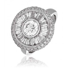 Round & Baguette Diamond Pave Cocktail Ring