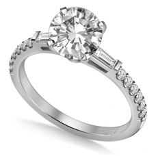 Tapered Baguette Round Diamond Ring With Shoulder Diamonds