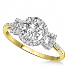 Oval & Round Diamond Vintage Engagement Ring