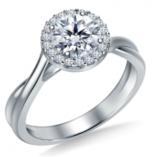 Twist Round Diamond Single Halo Ring