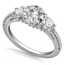 3 Stone Diamond Ring With Shoulder Diamonds