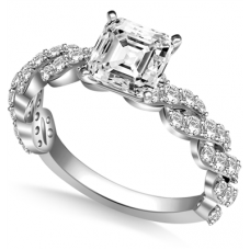 Embellished Twist Asscher Diamond Vintage Plait Ring