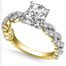 Embellished Twist Cushion Diamond Vintage Plait Ring
