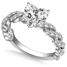 Embellished Twist Heart Diamond Vintage Plait Ring